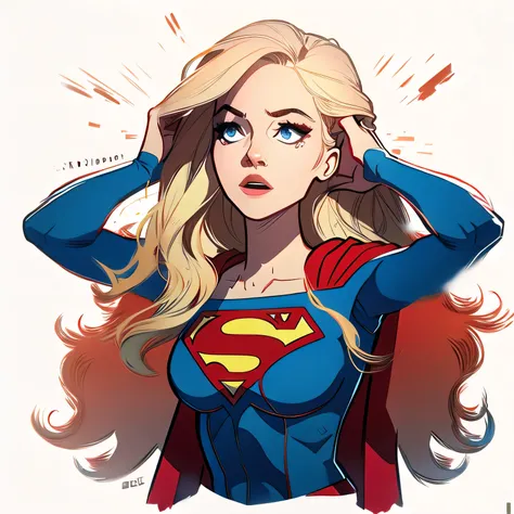 Supergirl, sorprendida, sujetandose la cabeza