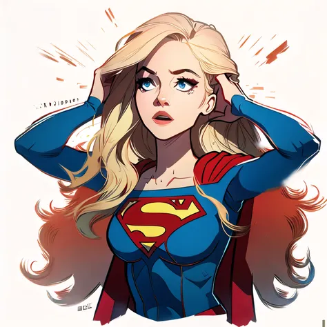 Supergirl, sorprendida, sujetandose la cabeza