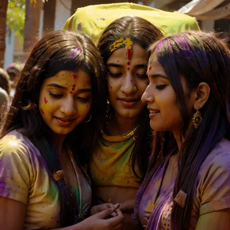 ((krishna)), ((Radha)), ((playing Holi)), ((colour