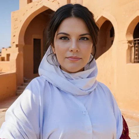 scandinavian woman wears a torn long red djellaba, wears a torn long red abaya, wind moves skirt. curvy bbw ((extreme detail)), ...