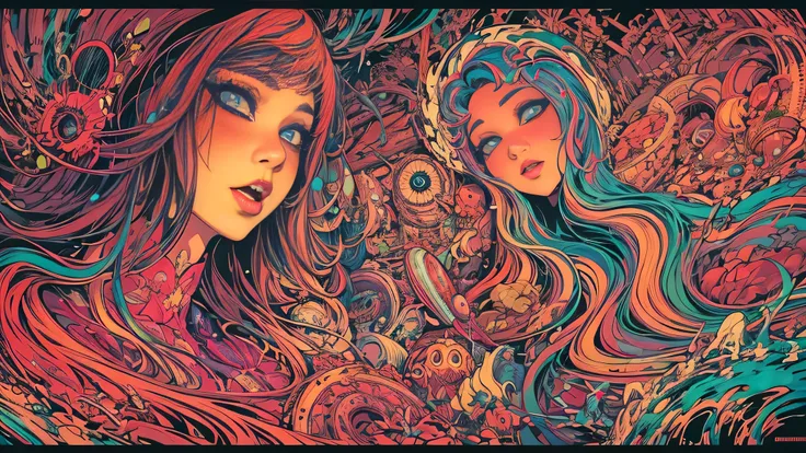 NSFW, Seductive psychedelic horror, Trippy Hentai, body horror, having sex, real breasts, surreal Sex, LSD trip, sensual, psychedelic oral sex, provocative, colorful, glowing, psychedelic vaginal sex, vaginal penetration, vaginal creampie