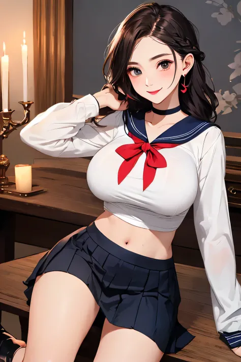 (highest quality、High resolution、detailed background、8K)、Beautiful and dense face、beautiful and smooth skin、skin texture、professional lighting、Beautiful girl in her 20s、two women、brown hair、braided hairstyles、(huge breasts:1.3)、realistic、perfect body line、...