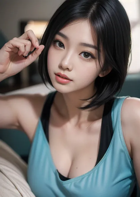 Close up portrait of woman in white tank top, beautiful south korean woman, gorgeous young korean woman, beautiful young korean woman, korean girl, Cute girl - well-groomed face, korean woman, young adorable korean face, gorgeous chinese model, popular kor...