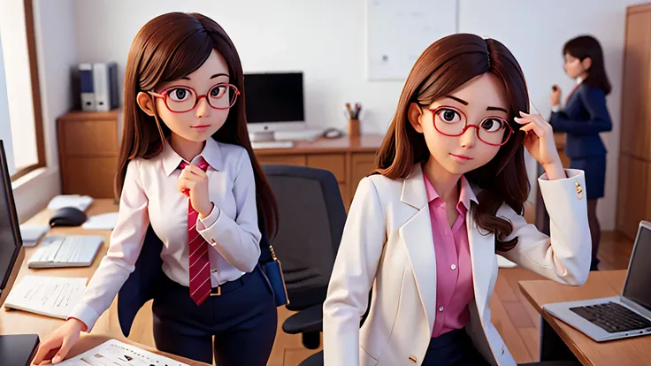 woman in her 20s、office suit、Glasses、