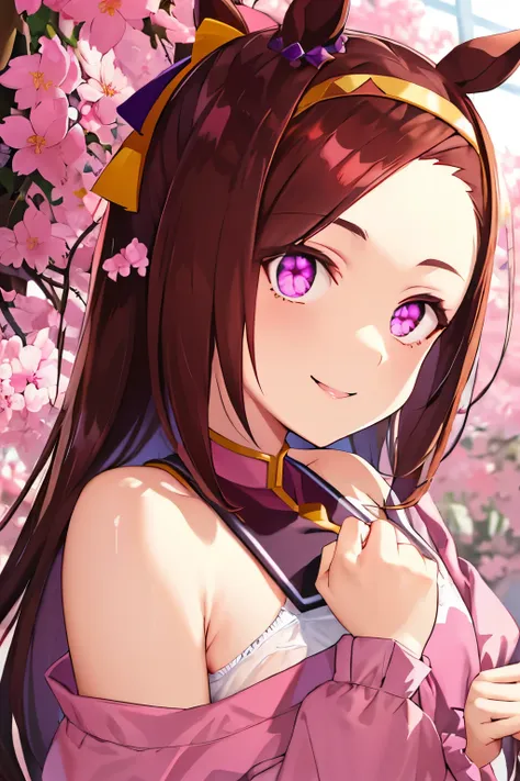 sakura bakushin o (Umamusume), ((super detailed face)), slender girl, whole body,masterpiece, highest quality, underwear,good,panties,horse tail, light smile, fine and clear eyes, frontage,