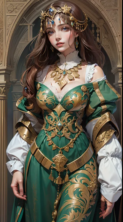 Beautiful woman in insanely intricate Medieval and Renaissance-Inspired Outfit