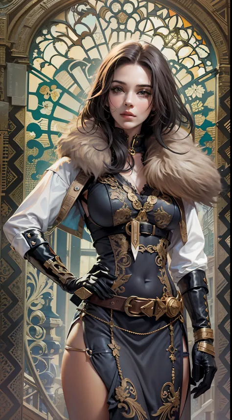 Beautiful woman in insanely intricate Con Artist Rogue Outfit