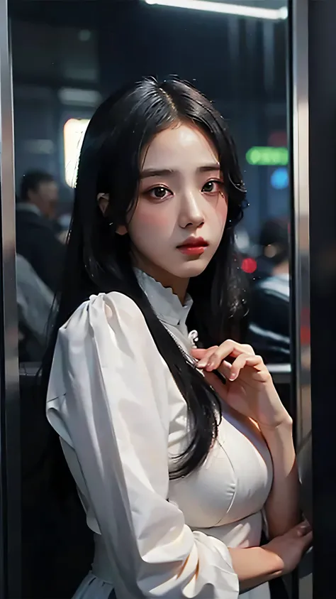 ((Best quality)), ((masterpiece)), (highly detailed:1.3), 3D, beautiful (cyberpunk:1.3) woman with long black hair, sexy white dress clothes looking at camera, dinamic pose, dinamic style, detail, ultra detailed, ultra masterpiece, 8K, ultra HD,