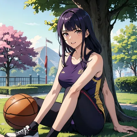 raiden shogun,((best quality)), ((masterpiece)), (detailed), perfect face,1girl, solo, long hair, looking at viewer, blush, shirt, purple hair, brown eyes, upper body, teeth,, mole, mole on neck,1girl, solo, breasts, looking at viewer, shirt, black hair, b...
