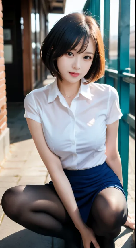 ulzzang-6500-v1.1, (Raw photo:1.2), (Photoreal),  (See-through:1.3), (genuine:1.4), ((muste piece)), (super realistic pantyhose:1.2), skirt and thighs、game_ticker, beautiful japanese woman, nice perfect face with soft skin, Small face with rose-like nose a...