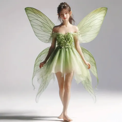 araffe fairy in a green dress with wings and flowers, beautiful adult fairy, stunning 3d render of a fairy, beautiful fairy, beautiful fairies, fairy wings, fae teenage girl, beautiful fairie, beautiful adult book fairy, beautiful adult fairy queen, brunet...