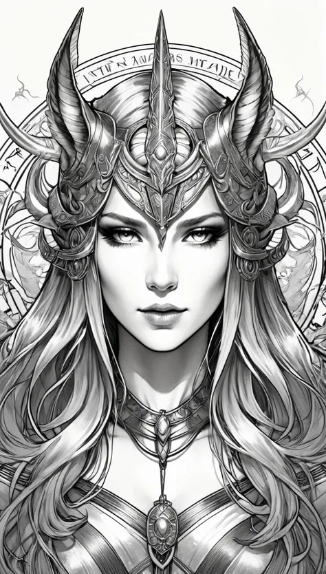 (pencil_sketch:1.2, messy lines, grayscale, traditional media, sketch), horned golden-headed creature, dragon knight avatar, mys...