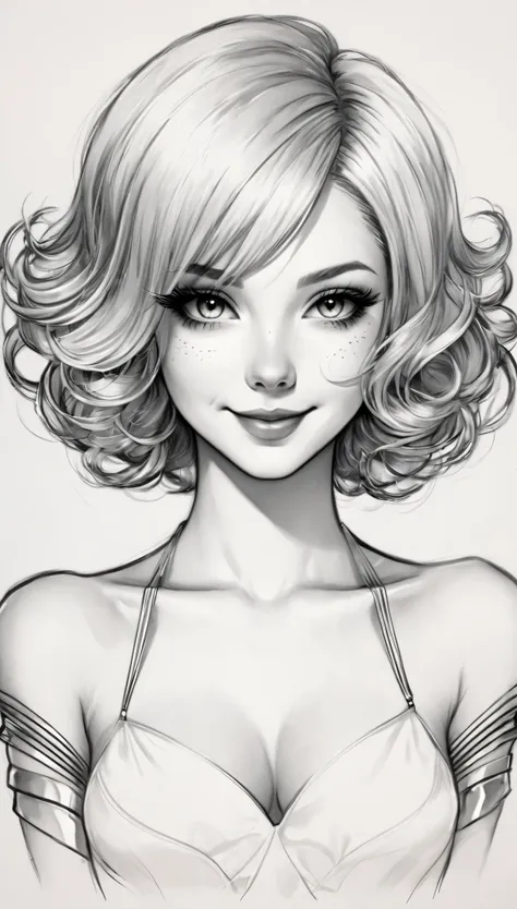 (pencil_sketch:1.2, messy lines, grayscale, traditional media, sketch),(full body portrait:1.8)，colored inner hair, hair intake,...