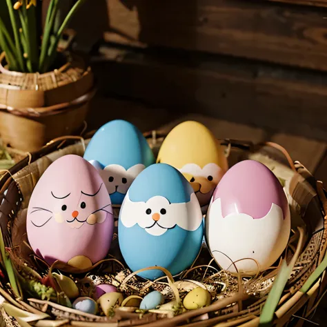 Cartoon style easter eggs