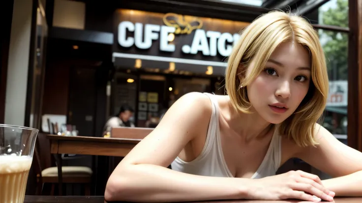 ((highest quality)), ((masterpiece)), (be familiar with), perfect face,Starbucks,spring, (realistic, photo realistic:1.37), High-definition RAW color photos, professional photos, highly detailed face, very fine eyes, highly detailed skin, very fine fingers...