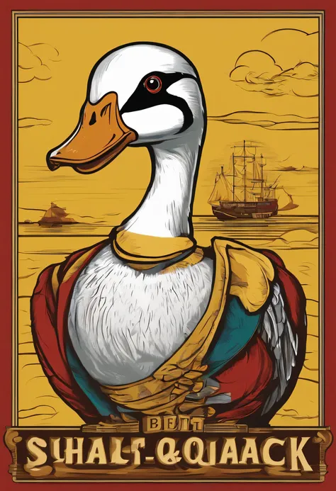 Meisterwerk, Best quality, scharfe Konturen, gelbe Ente mit rotem Schnabel, Hintergrund transparent, als comicsticker, Text under the image “quack quack”