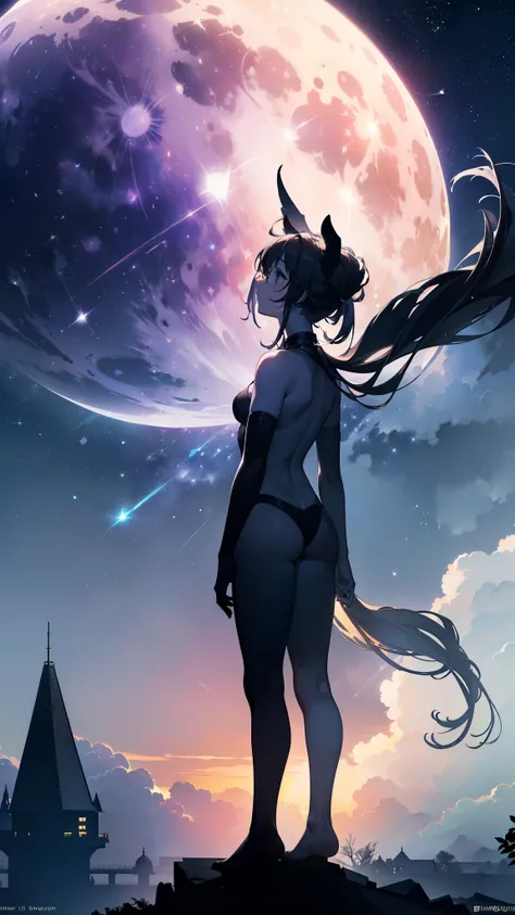 ((32k)), ((best quality)), ((ultra high res)), ((HDR)), ((UHD)), ((extremely detailed CG)), ((unity 32k wallpaper)), (((no human))), ((best quality starry sky)), ((best quality　town)), ((best quality full moon)), ((((best quality silhouette)))), (((best qu...