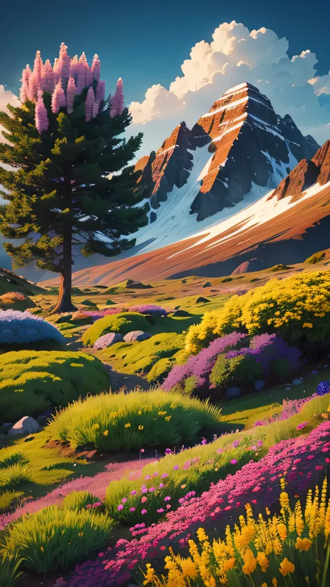 unique mountain plants, full color, 8k, high resolution 