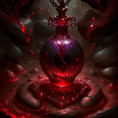 bloodmagic, magical energy fantasy, stone background (magic liquid potion)