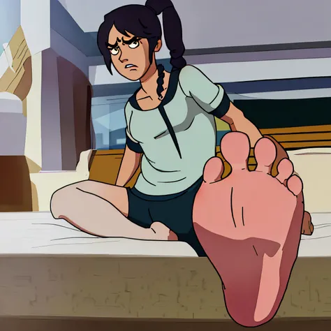 Stinky cartoon girl angry with detailed feet 