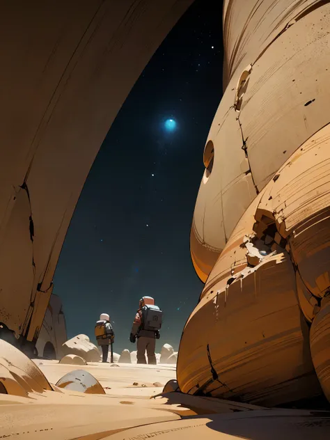 Extreme detail,no human,masterpiece,alien cave,Martian-like rocky and sandy environment,no vegetation,mysterious rock formations,thin air,low-pitched wind sounds,ancient symbols on walls,explorers deeply moved by the history of the planet