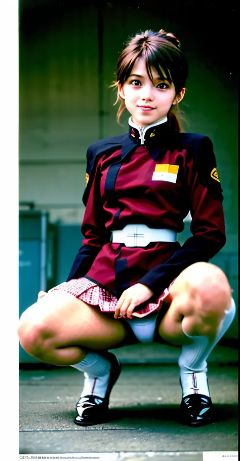 real photos、best image quality、raw photo,realistic,real image、squat and open your legs、cute、beautiful and best smile、（white panties:1,4）、Shikoshiko with right hand、federal army uniform miniskirt、Yuko Sugai、japanese woman, 16 years old、ponytail、Satomi Ishih...