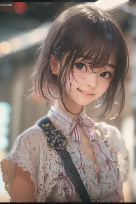 ((sfw: 1.4)),((detailed face, professional photography)), ((sfw, idol uniform , mic , stage, smile, 1 Girl, flat chest)), Ultra High Resolution, (Realistic: 1.4), RAW Photo, Best Quality, (Photorealistic Stick), Focus, Soft Light, ((15 years old)), ((Japan...