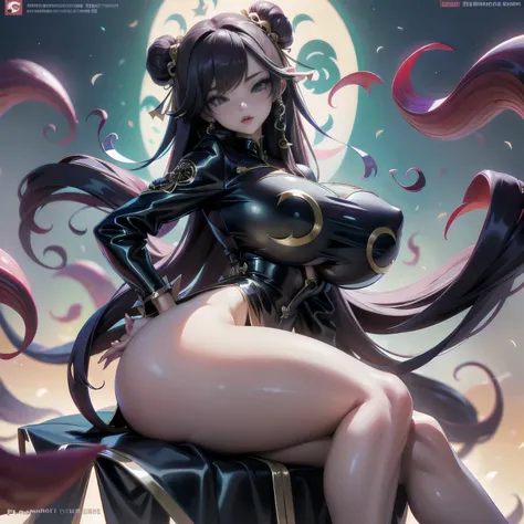 Anime style woman doing latex pose on giant octopus like chair，detailed。anime big breasts。tentacle，被黑色tentacle包裹着，长满tentacle，tentacle周围，有一些tentacle在触碰她，Beautiful octopus woman，seductive anime girl，巨大的油腻tentacle和眼睛，extremely detailed art，tentacle，tentacle怪物...