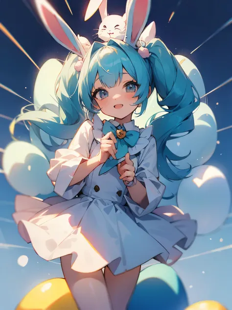 Easter rabbit girl twintails light blue hair