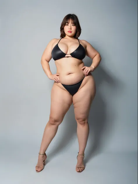 one woman, Super big breasts and tall body, bondage, full body portrait,Chubby, gal, muscular