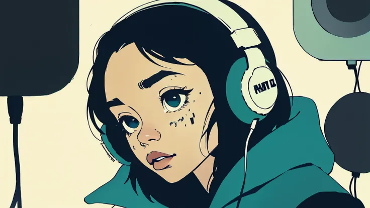 Lo-Fi hiphop,Emotional,girl,headphones,icon
