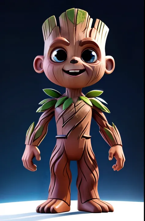 trees are made of people, monsters,groot，disney pixar style character, full body, full body, white background, q version, 2d,evi...