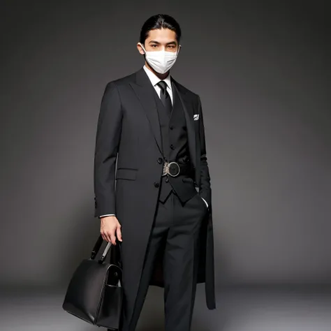 A suit with a mask that covers half of your face. El traje es negro y lleva cintas atadas alrededor de sus antebrazos y piernas. The suit includes a black belt with special compartments, donde puede almacenar herramientas y equipo. It has a classic look, b...