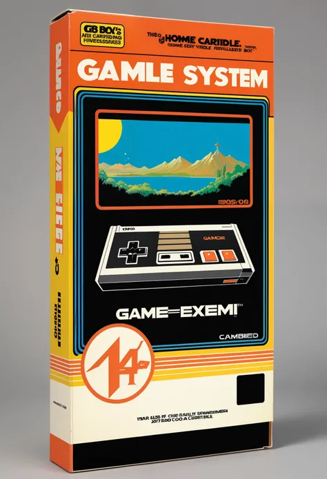 ATARI game cartridge box art, 1970s retro classic home entertainment system game cartridge