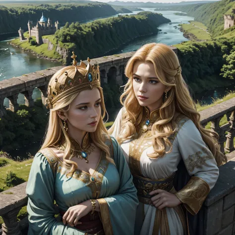 "In the heart of Vinland, amidst the lush forests and winding rivers, stands a majestic castle, its towering spires reaching towards the heavens. Atop the highest balcony of the castle, overlooking the sprawling landscape below, stands the queen of Vinland...