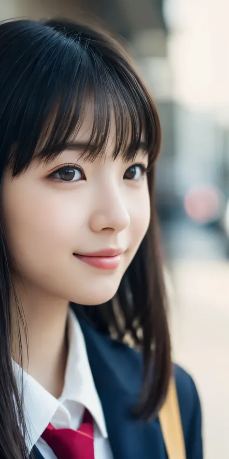 1 girl, (Please wear your high school uniform:1.2), (13 years old:1.5), （Original　Cai Naihua）, young face, cute face, (Raw photo, highest quality), (realistic, Photoreal:1.4), pieces fly, sharp focus, very delicate and beautiful, very detailed, 2k wallpape...