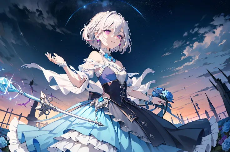 (best quality), (top-quality), (hight resolution), 8K images, (masterpiece), ((perfect face)), (detailed face), (detailed eyes), (clear lines), hair strand,Light skin, ((1girl)), (solo), beautiful fantasy anime, top rated on pixiv, (short hair), (expressiv...