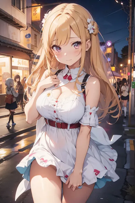 A woman in a skirt posing on a street corner, seductive anime girl, Cute anime waifu wearing beautiful clothes, Loli in a dress, beautiful anime girl, , anime goddess, pretty anime girl, attractive anime girl, fine details. girls frontline, Beautiful charm...