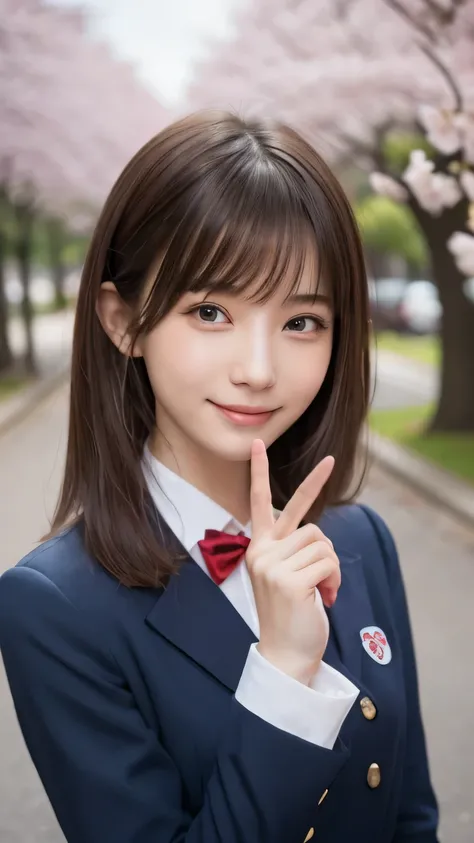 one girl, (a beauty girl, delicate girl:1.3), (14 years old:1.3),
break, (spring, cute uniform:1.3),
break, (Street view:1.3), (cherry blossoms fall:1.3), (wool gloves), perfectly trimmed fingers,
break, very fine resolution, (symmetrical eyes:1.3),
break,...