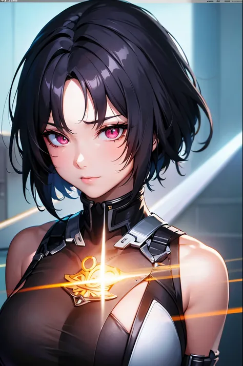 8K、Mechanical Lloyd with short black hair、skeleton mechanical roid girl、girl with exposed skeleton、detailed digital anime art、Glowing LED(effect)U3D rendering character art 8K、Photorealistic anime girl rendering、8K high quality detail art、2。5d cgi anime fa...