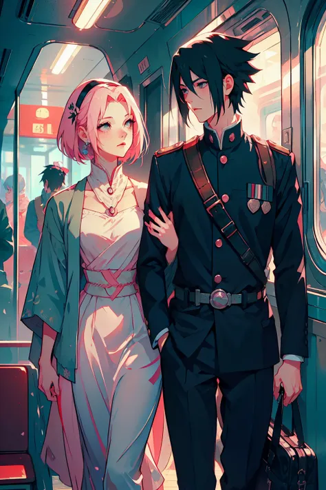 sasusaku the couple in the photo is deeply in love and lost in the moment. sasuke, the tall, handsome man with chiseled features...