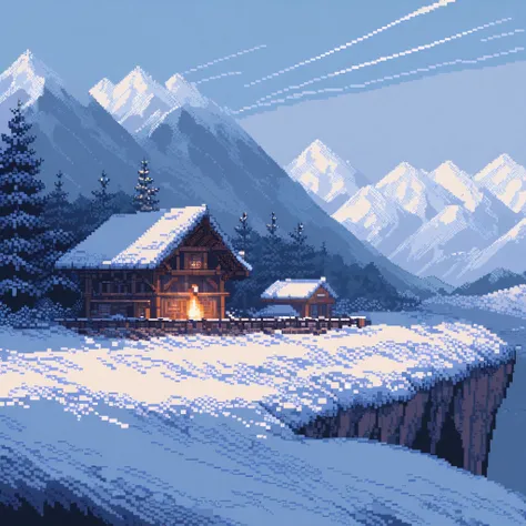 (masterpiece, best quality:1.2), pixel art,landspace,snow