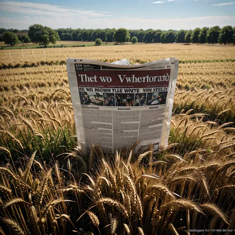 newspaper in a wheat field