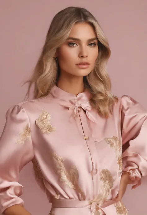 a creative masterpiece that captures the essence and mood of light, flirty, preppy beauty, clean and minimalistic, using very light pink and gold accents 