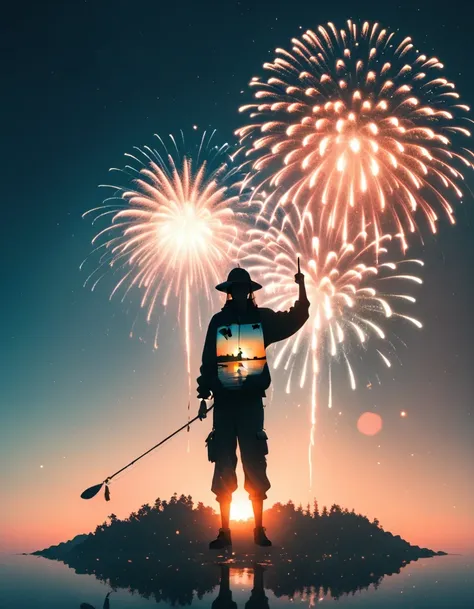 beautiful dancer&#39;s slender shadow on the ground，double exposure，human fireworks，fisherman，lip print