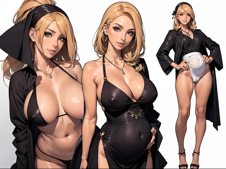 ((masterpiece)),(((best quality))),((character design sheet)), ((full body view)) illustration,Catalogue of sex slaves,1girl, thick thighs, ((detailed face:1.4)) Just the right kind of 14-year-old japanese sunburn pregnant kuro Gyaru pregnant for promiscuo...