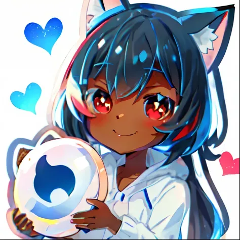 anime girl holding a cat shaped object with hearts around her, cute anime catgirl, anime catgirl, nekomimi, cute!! chibi!!! catg...