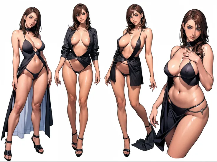 ((masterpiece)),(((best quality))),((character design sheet)), ((full body view)) illustration,Catalogue of sex slaves,1girl, thick thighs, ((detailed face:1.4)) Just the right kind of 14-year-old japanese sunburn kuro Gyaru for promiscuous sex friend, rou...