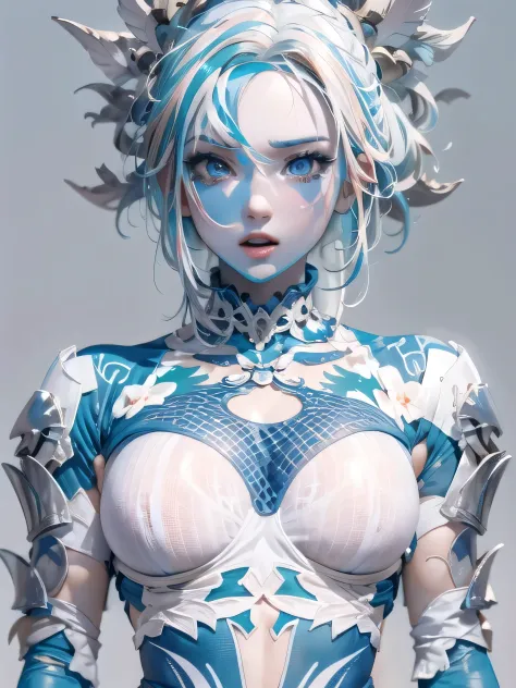 (photorealistic:1.8, highest quality:1.8,8K masterpiece:1.8,High resolution,muste piece:1.8,RAW Photos,cinematic lighting),No split screen, (1 android girl:1.3)、Completely naked、full body tattoo、beautiful big breasts、choker、Nipple piercing、japanese kimono、...