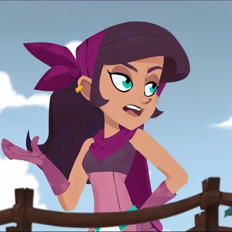 a close up of a cartono girl with a purple scarf, qiyana, muy estilizado, anya from the spy family x, maya, tono, cartono still, Maya Ali como Maga del Viento, salida, samira de liga de leyendas, still animation screenshot, pero una mirada severa sobre ell...